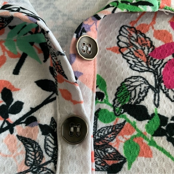 Court Haley Floral Golf Tennis Polo Womens Small White Textured - Picture 6 of 11